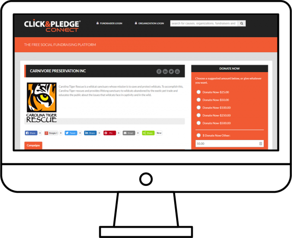 A Carolina Tiger Rescue peer-to-peer fundraising campaign.